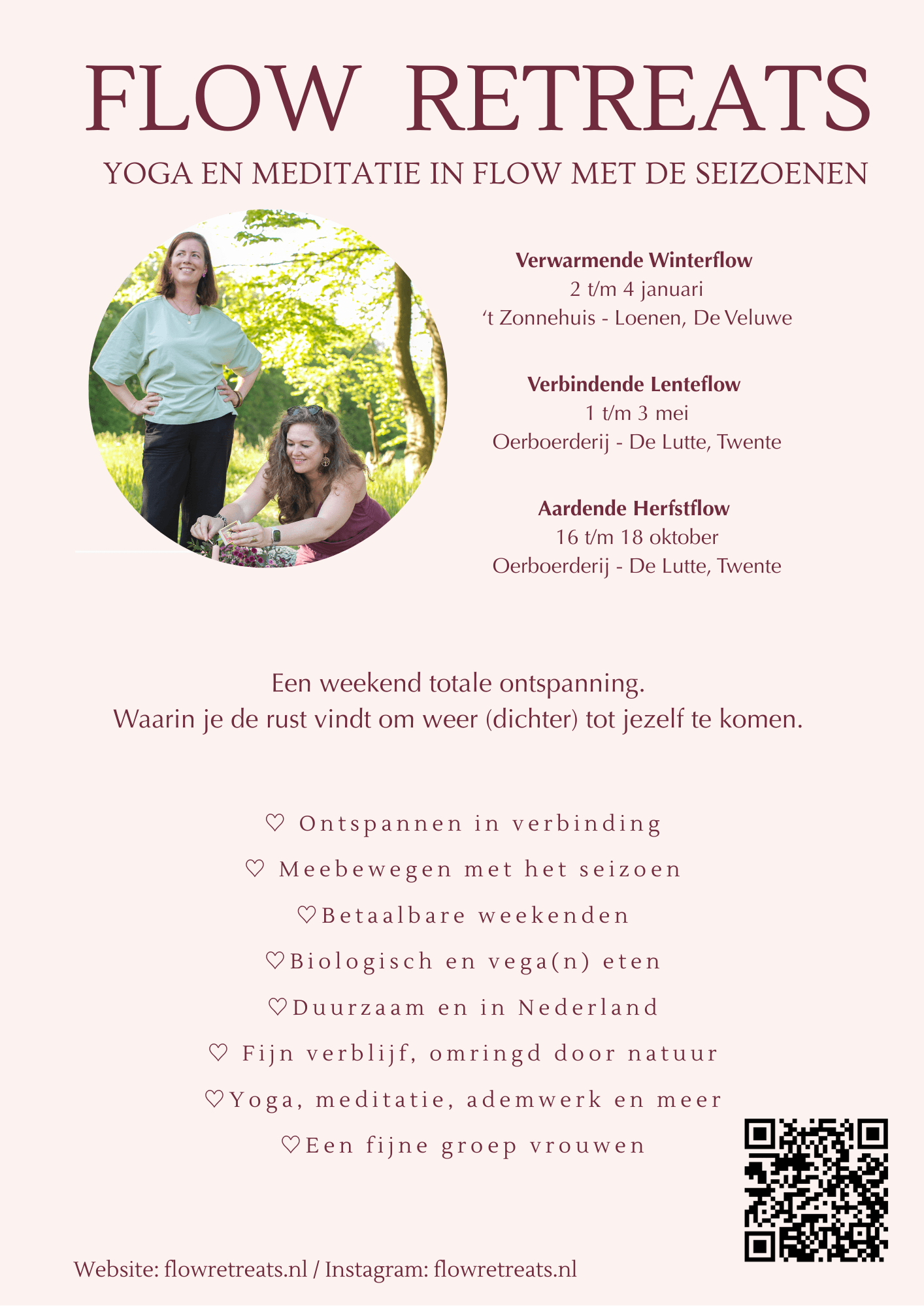 Flyer van flowretreats.nl
